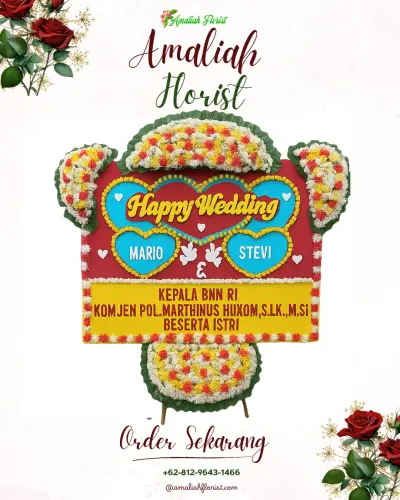 Karangan Papan Bunga Pernikahan di Jamanis
